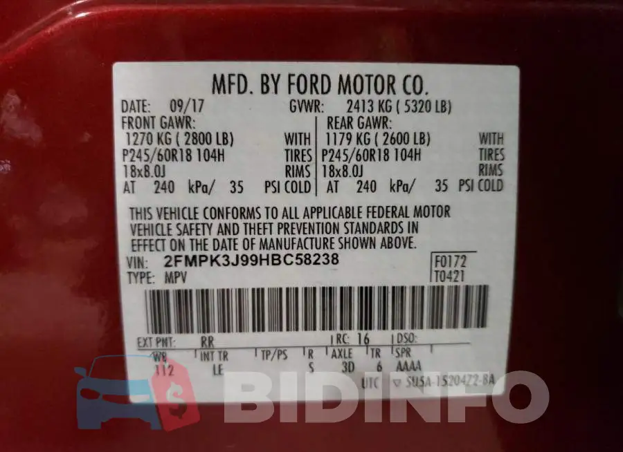 2FMPK3J99HBC58238 Photo# 10