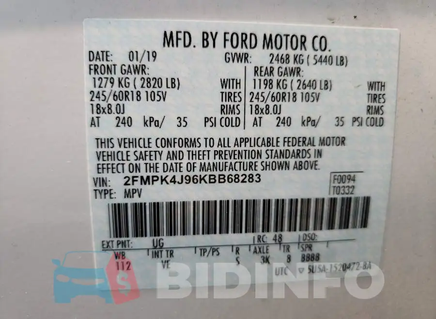 2FMPK4J96KBB68283 Photo# 10