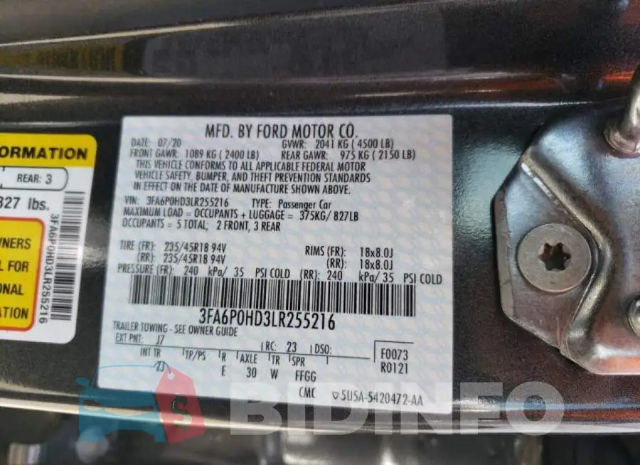 3FA6P0HD3LR255216 Photo# 10