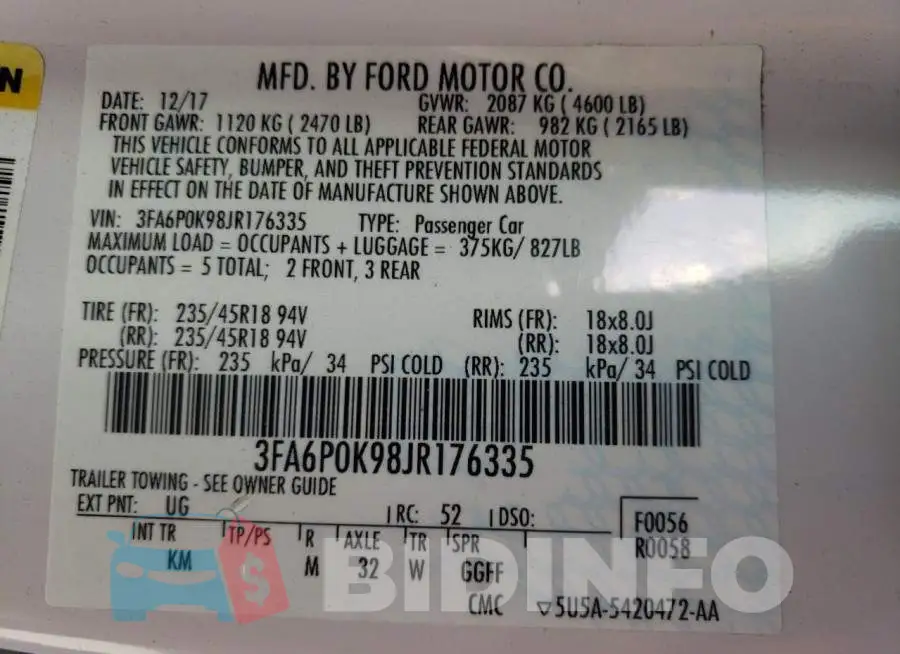 3FA6P0K98JR176335 Photo# 10
