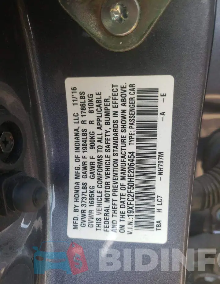 19XFC2F50HE206454 Photo# 10