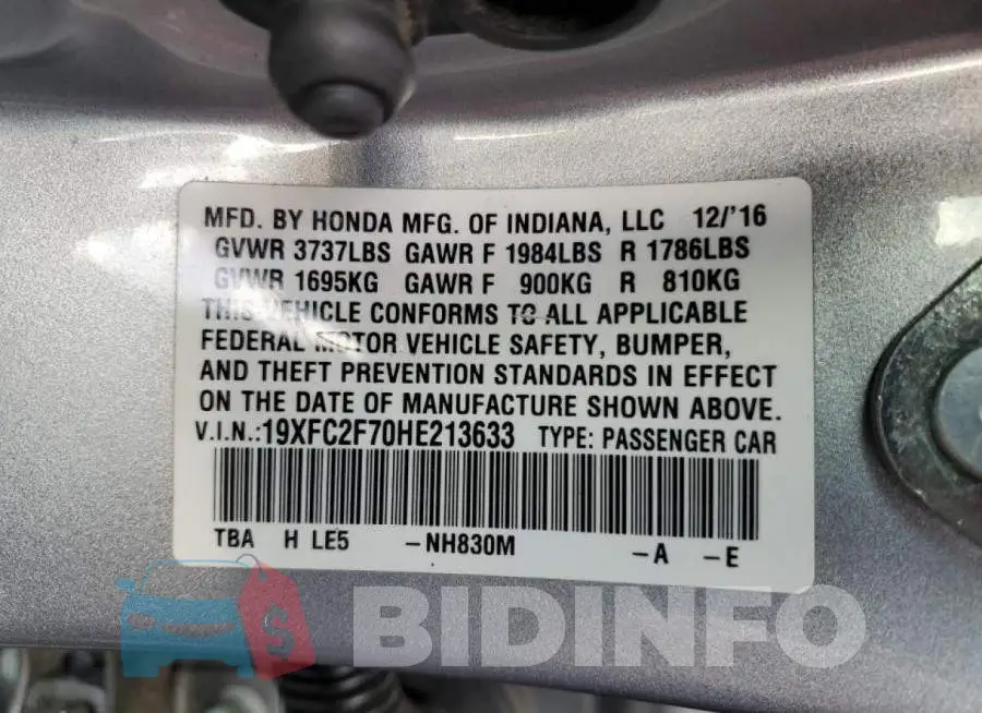 19XFC2F70HE213633 Photo# 10
