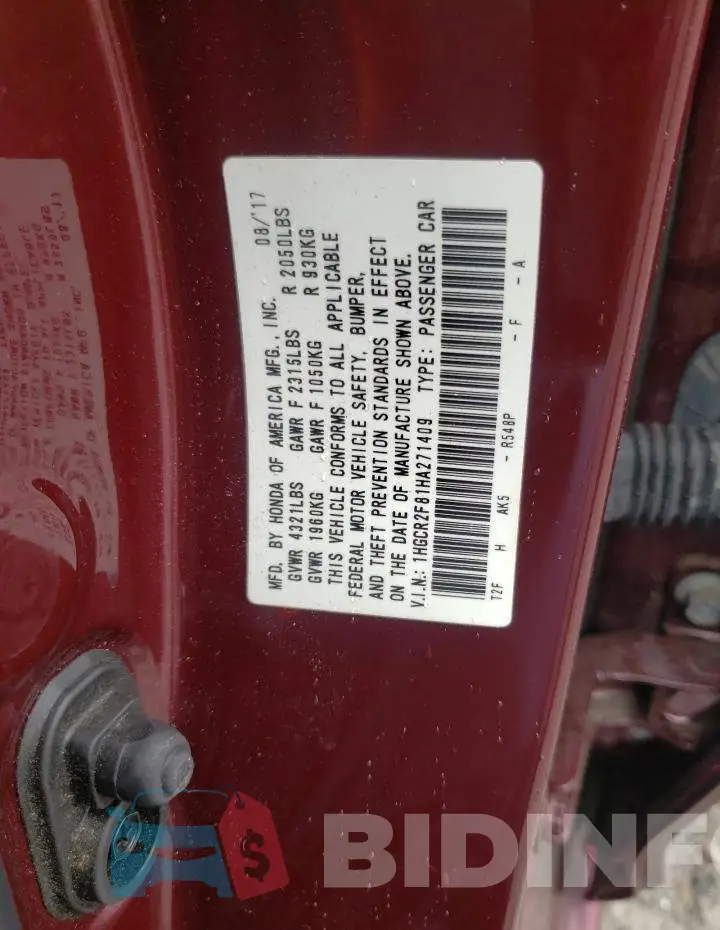 1HGCR2F81HA271409 Photo# 10