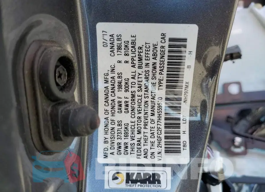 2HGFC2F77HH559510 Photo# 10