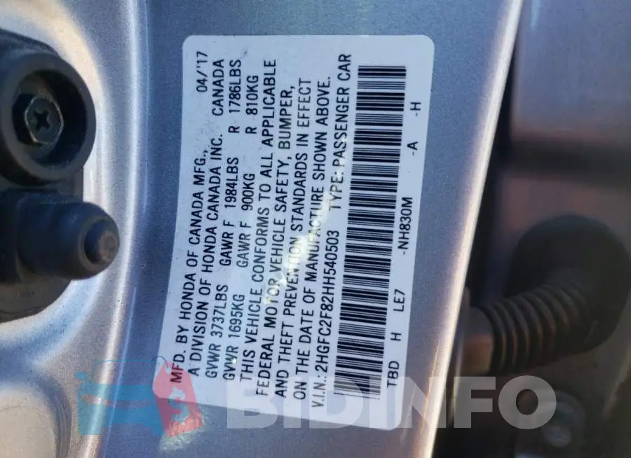 2HGFC2F82HH540503 Photo# 10