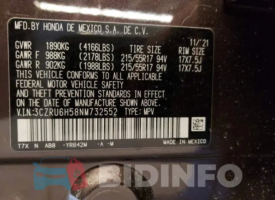 3CZRU6H58NM732552 Photo# 10