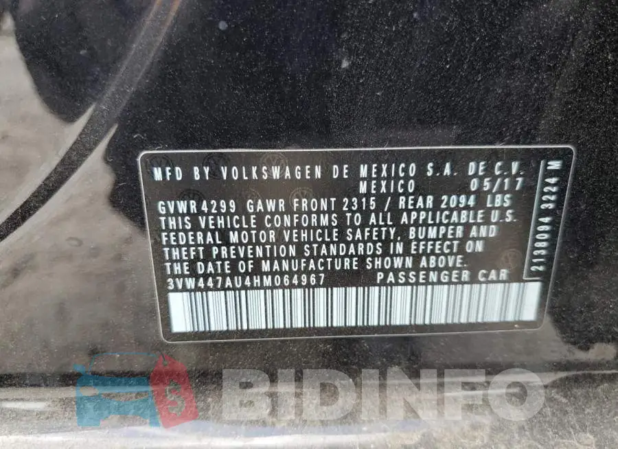 3VW447AU4HM064967 Photo# 10