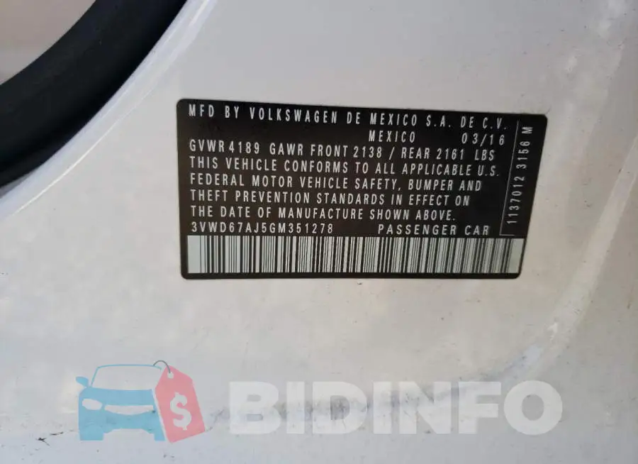 3VWD67AJ5GM351278 Photo# 10