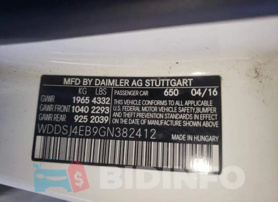 WDDSJ4EB9GN382412 Photo# 10
