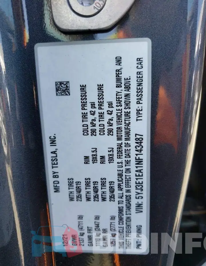 5YJ3E1EA1NF143487 Photo# 10