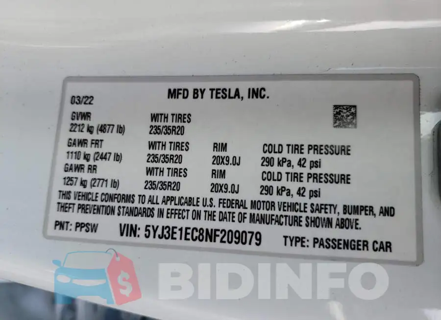 5YJ3E1EC8NF209079 Photo# 10