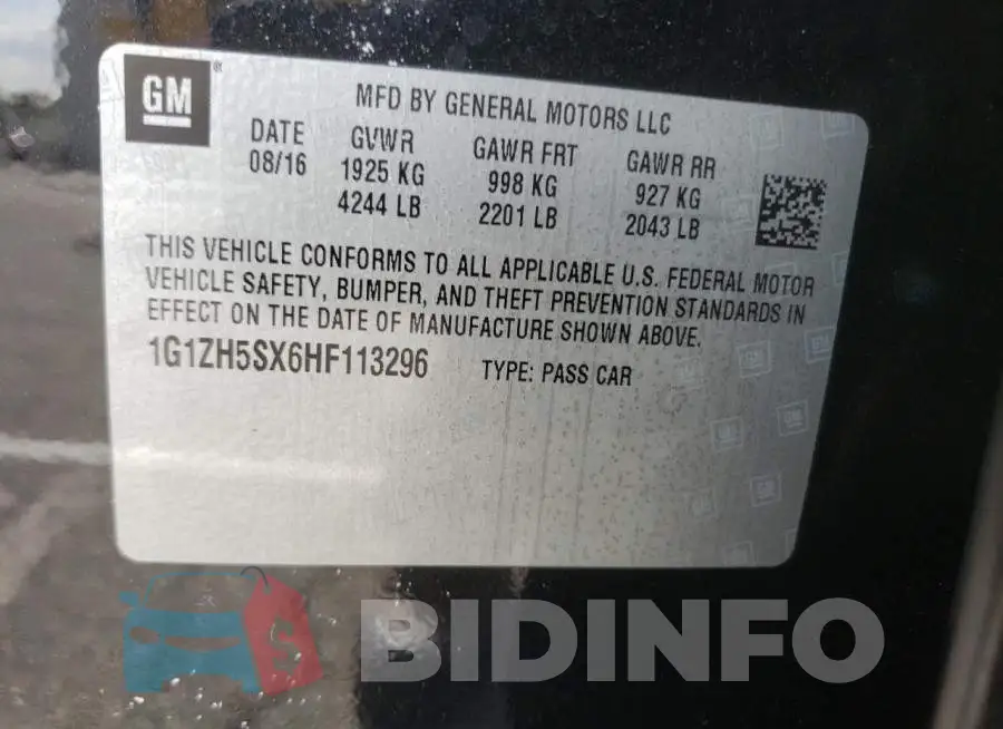 1G1ZH5SX6HF113296 Photo# 10