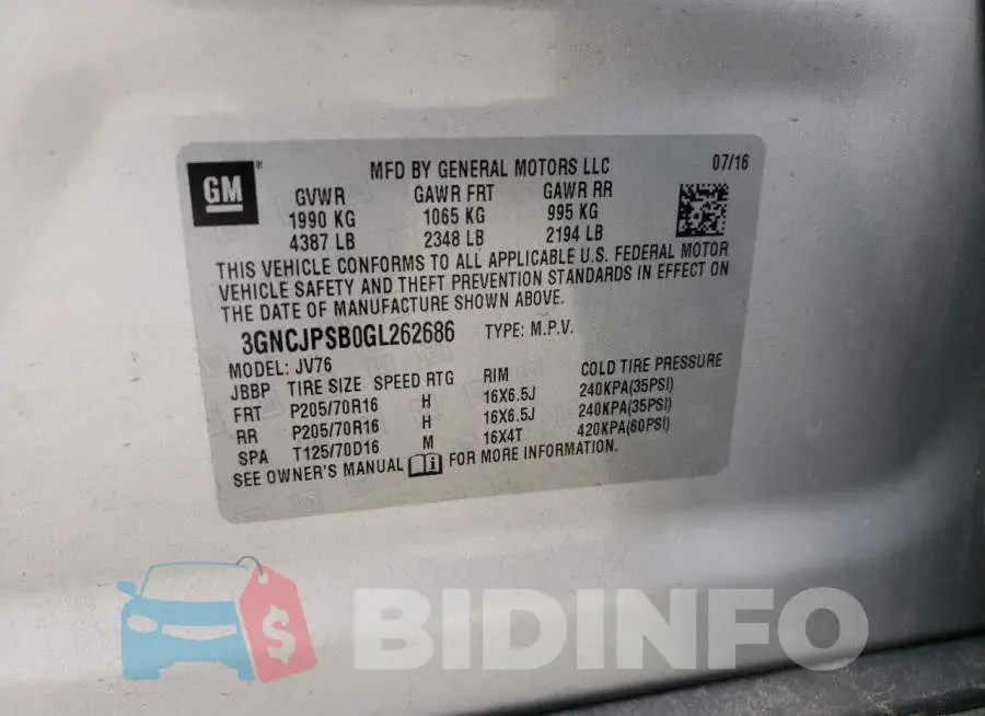 3GNCJPSB0GL262686 Photo# 10