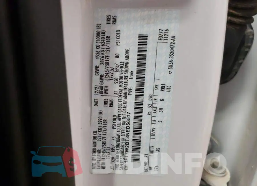 1FT7W2BT3NED56517 Photo# 10