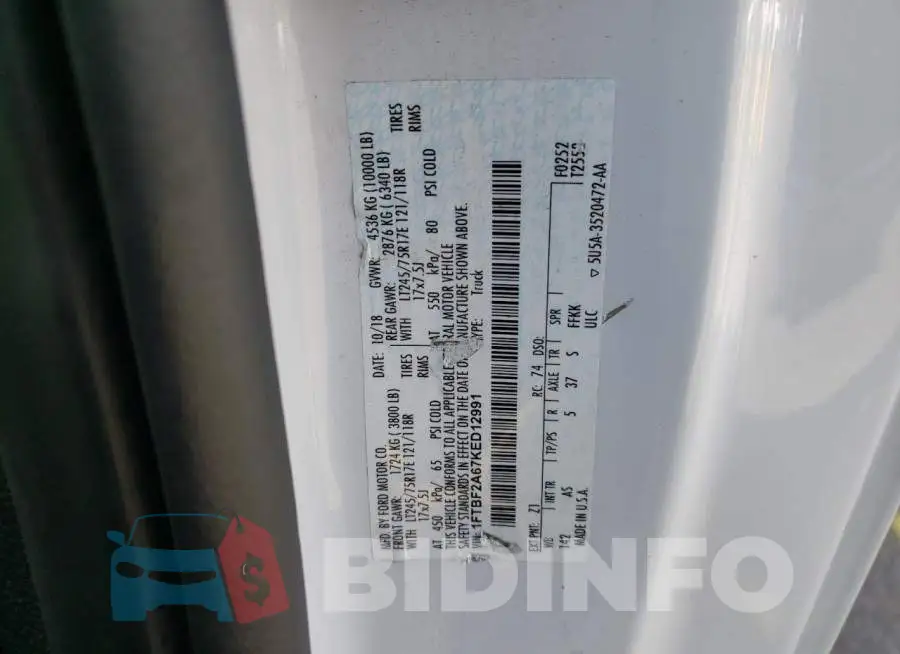 1FTBF2A67KED12991 Photo# 10
