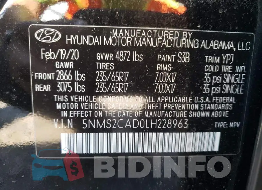 5NMS2CAD0LH228963 Photo# 10