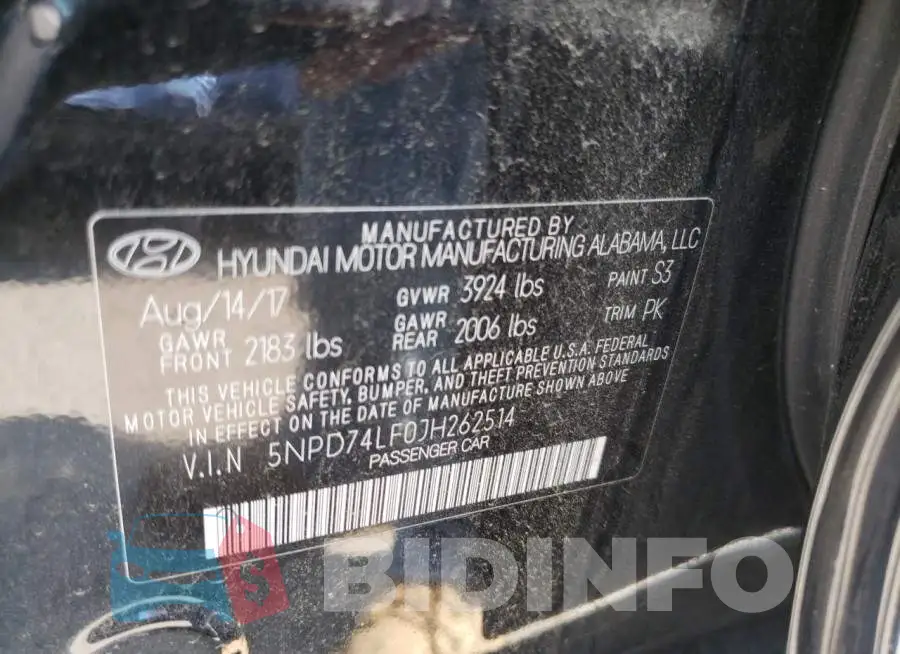 5NPD74LF0JH262514 Photo# 10