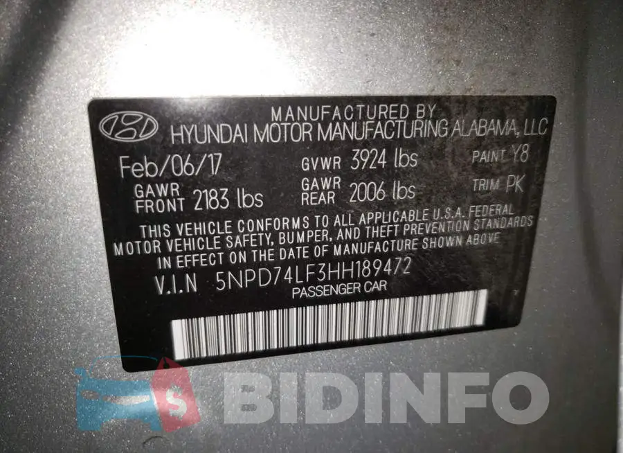 5NPD74LF3HH189472 Photo# 10