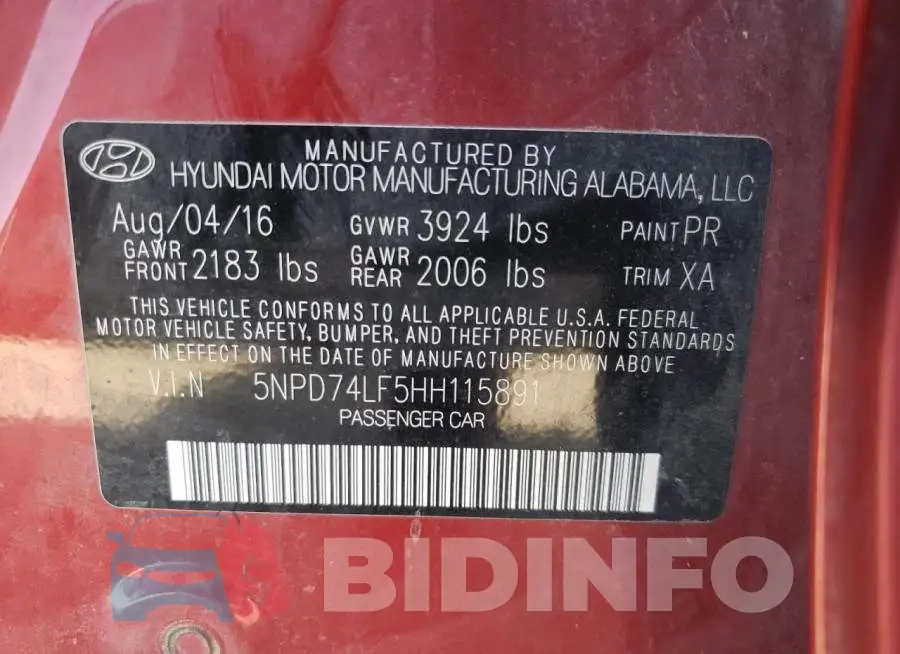 5NPD74LF5HH115891 Photo# 10