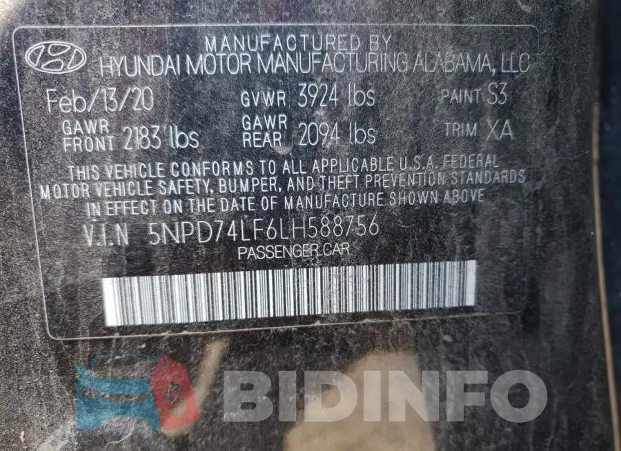 5NPD74LF6LH588756 Photo# 10