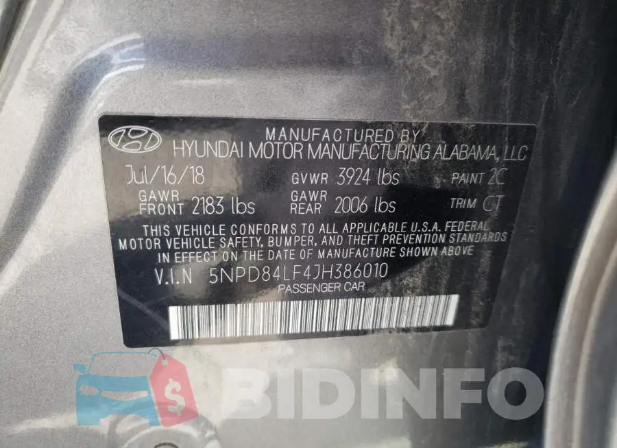 5NPD84LF4JH386010 Photo# 10