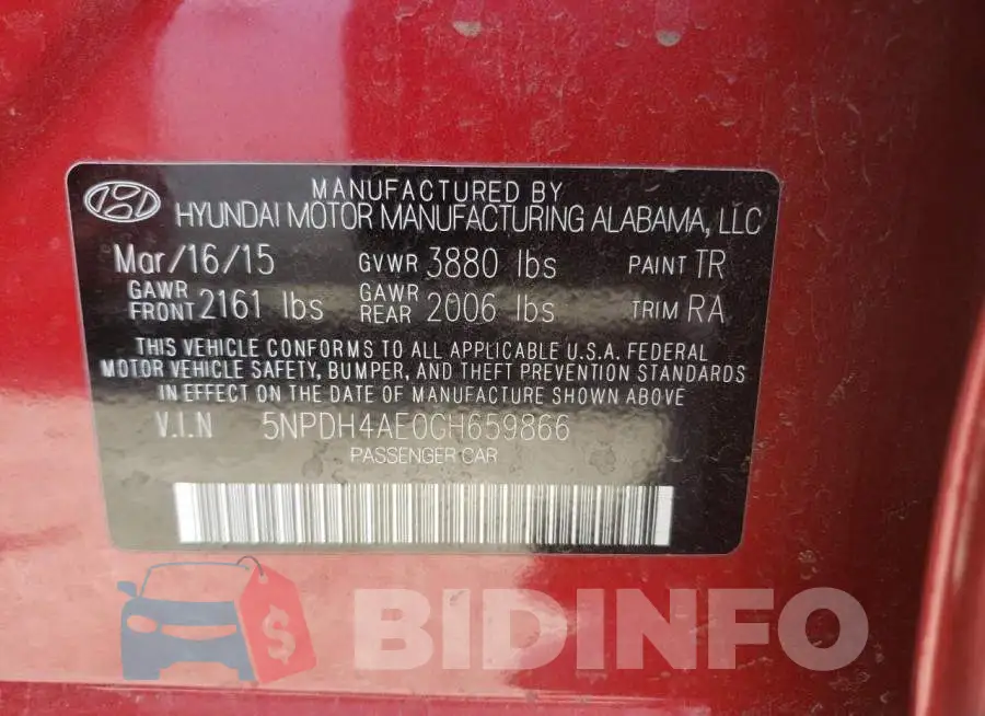 5NPDH4AE0GH659866 Photo# 10