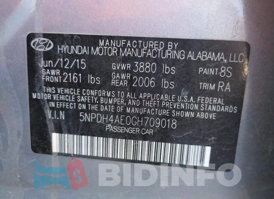 5NPDH4AE0GH709018 Photo# 10