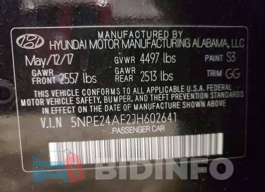 5NPE24AF2JH602641 Photo# 10