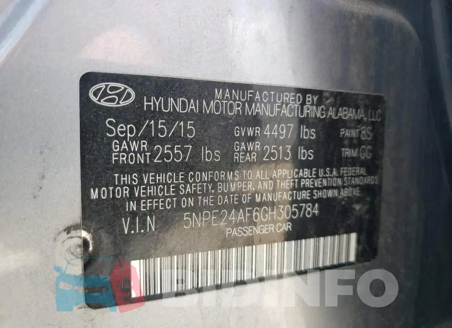 5NPE24AF6GH305784 Photo# 10