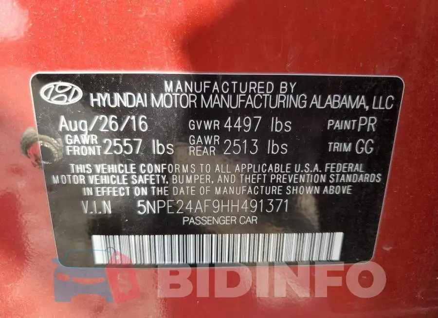 5NPE24AF9HH491371 Photo# 10