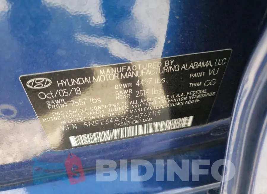 5NPE34AF6KH747115 Photo# 10