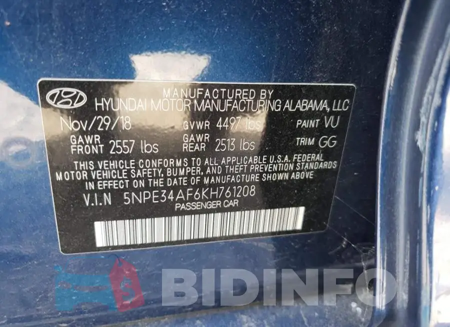 5NPE34AF6KH761208 Photo# 10