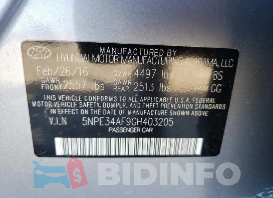 5NPE34AF9GH403205 Photo# 10