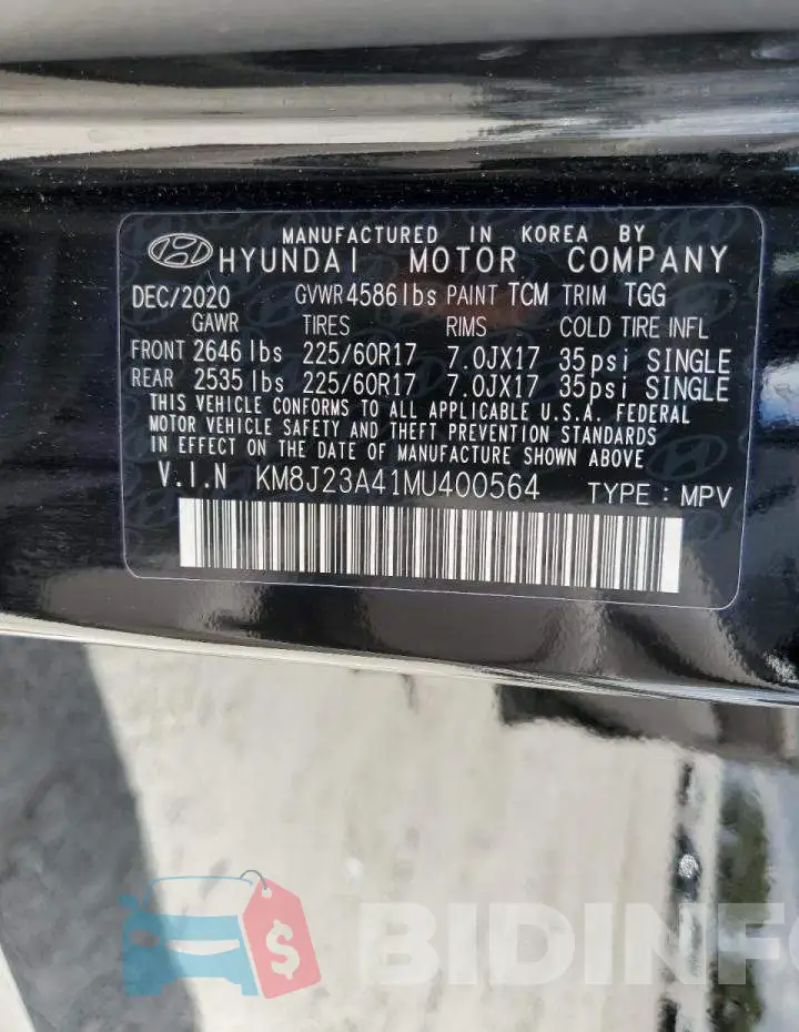 KM8J23A41MU400564 Photo# 10