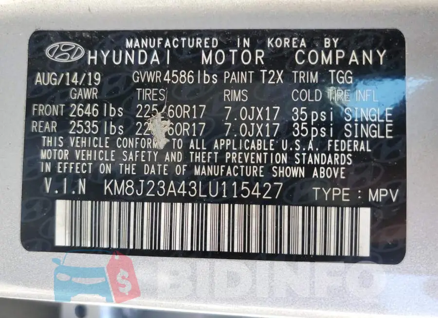 KM8J23A43LU115427 Photo# 10