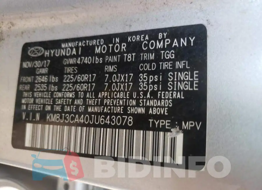KM8J3CA40JU643078 Photo# 10