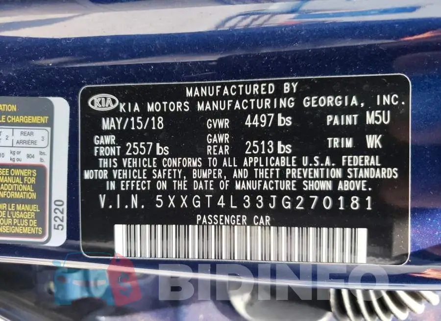 5XXGT4L33JG270181 Photo# 10