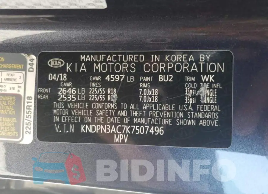 KNDPN3AC7K7507496 Photo# 10