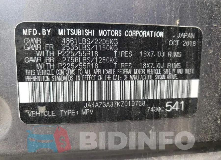 JA4AZ3A37KZ019738 Photo# 10