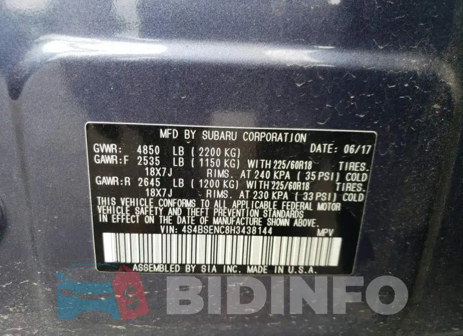 4S4BSENC8H3438144 Photo# 10