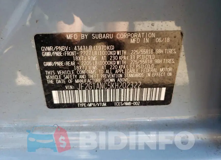 JF2GTANC5KH202322 Photo# 10
