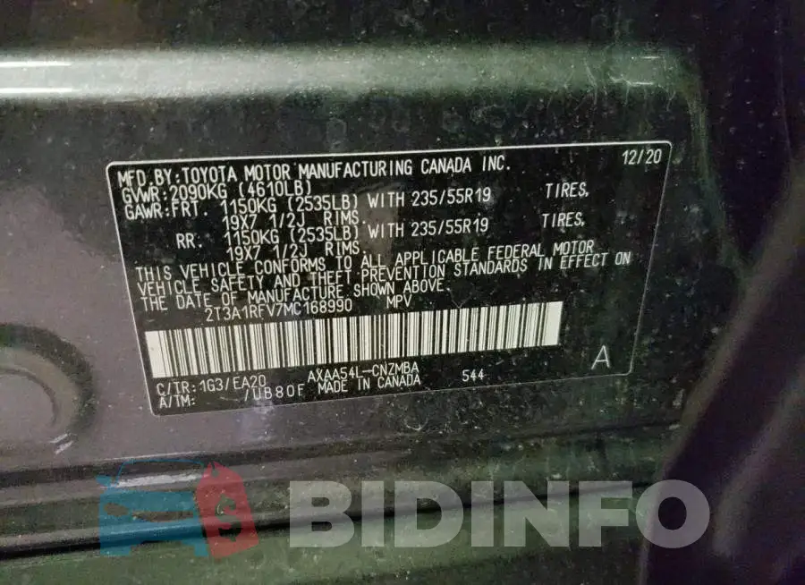 2T3A1RFV7MC168990 Photo# 10