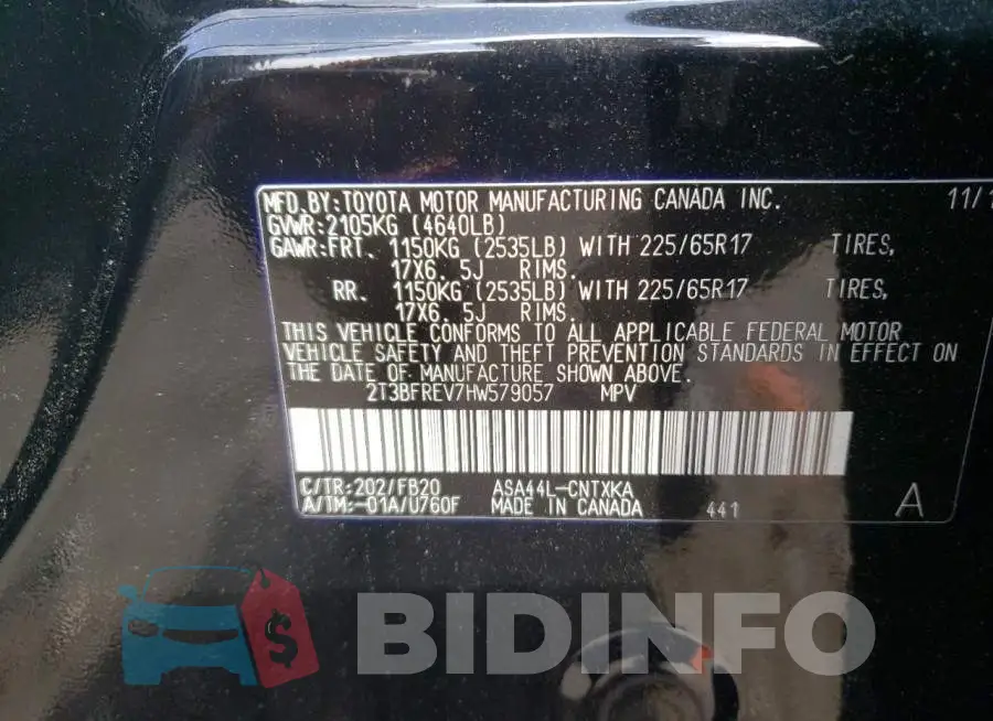2T3BFREV7HW579057 Photo# 10