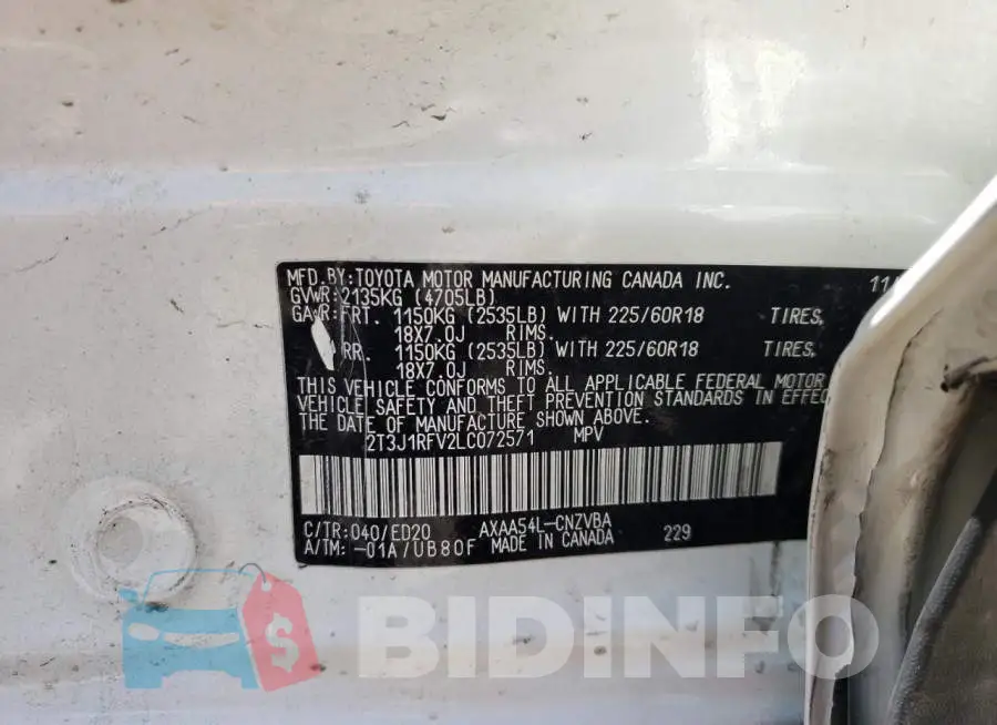 2T3J1RFV2LC072571 Photo# 10