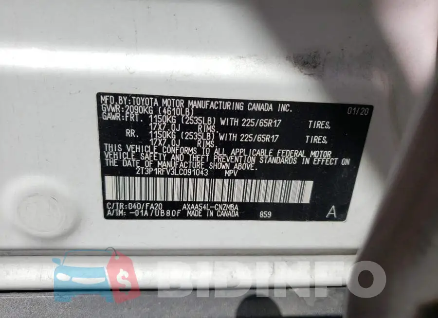2T3P1RFV3LC091043 Photo# 10