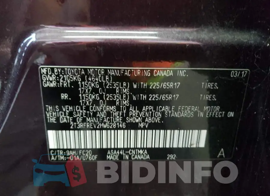 2T3RFREV2HW628146 Photo# 10