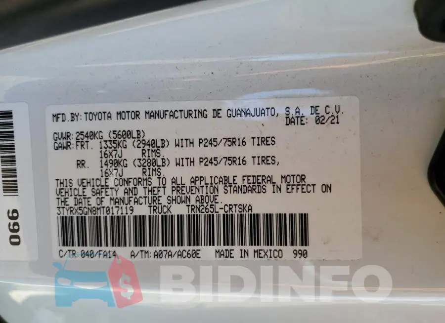 3TYRX5GN8MT017119 Photo# 10