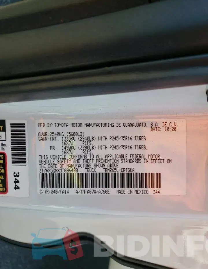 3TYRX5GNXMT006400 Photo# 10