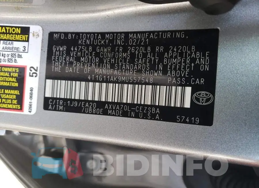 4T1G11AK9MU557548 Photo# 10