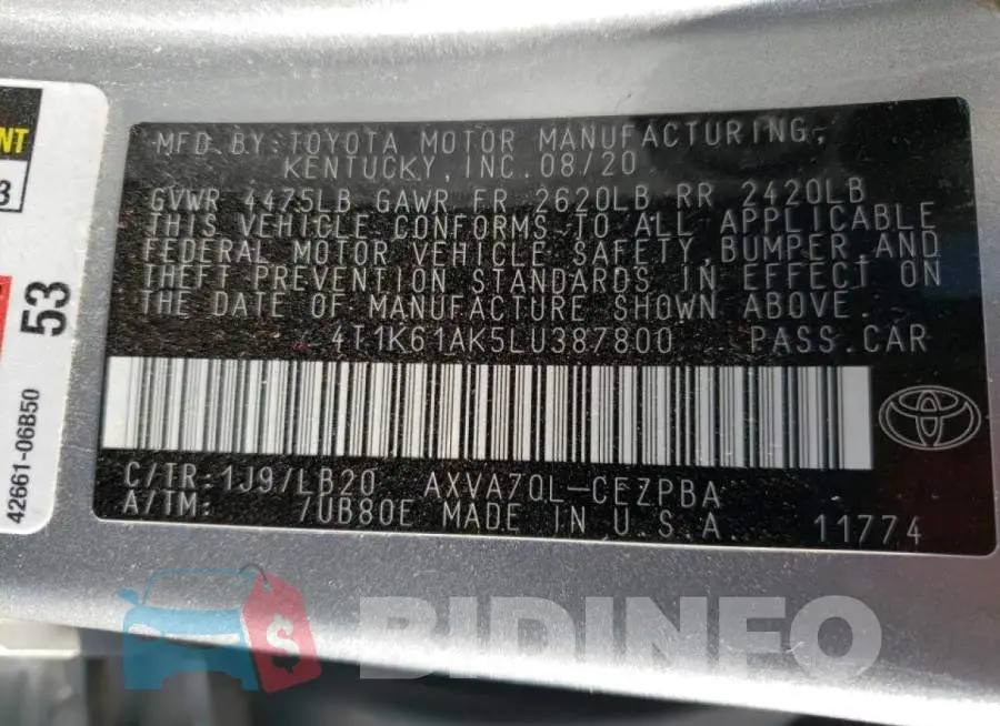 4T1K61AK5LU387800 Photo# 10